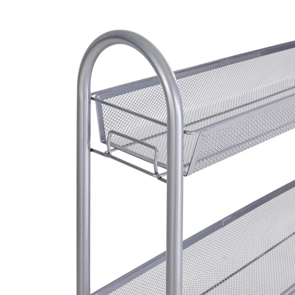 Honeycomb Mesh Style Four Layers Removable Storage Cart Silver